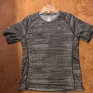 NIKE RUNNING women’s DRI-FIT short sl shirt. Never worn. Black/white gray swoosh
